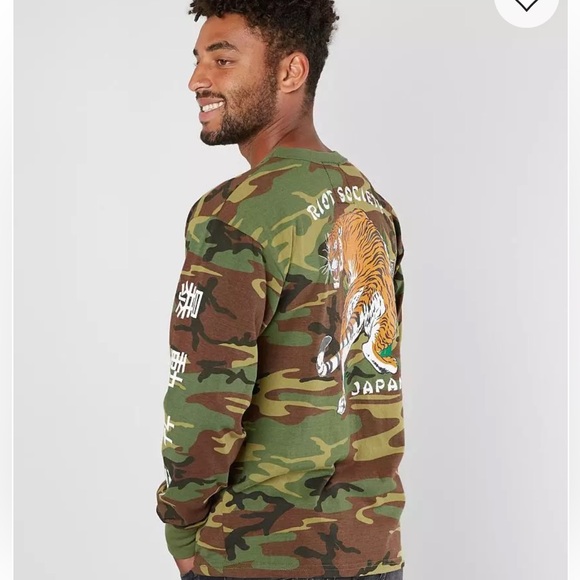 Riot Society Men’s Camo Tiger Japan Long Sleeve T-shirt Size Small - Picture 5 of 7
